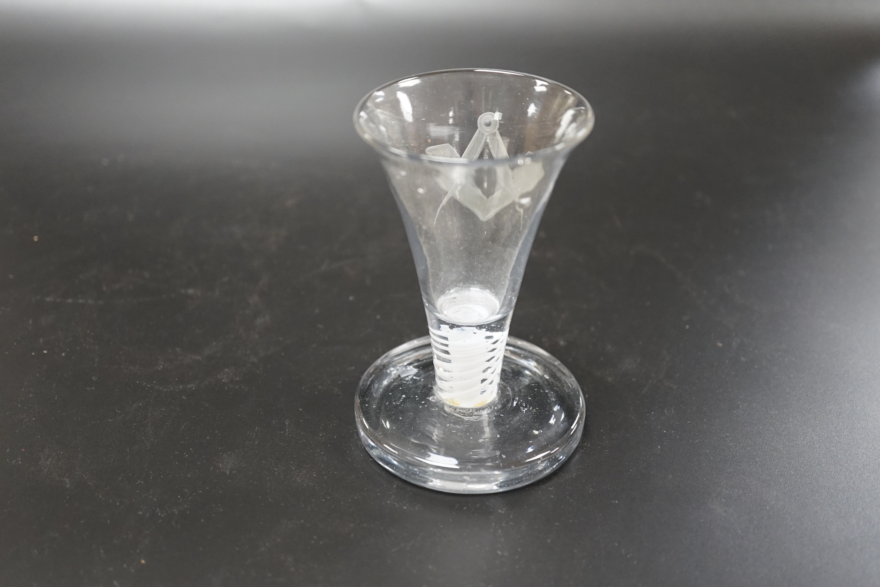 A 19th century opaque airtwist Freemason's Toastmaster's glass